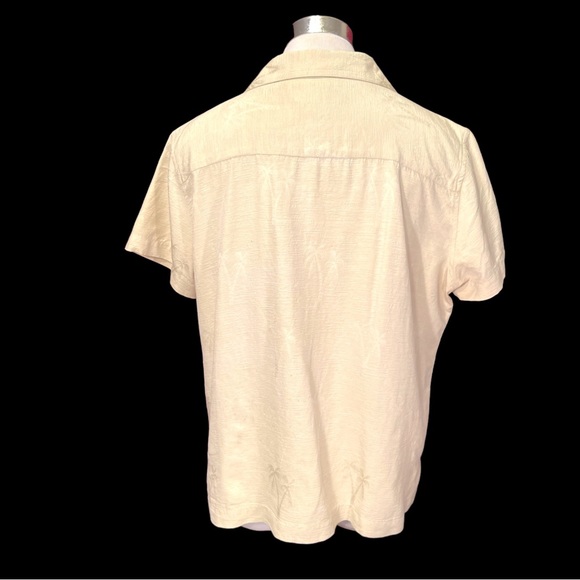 Silk Tropical Short Sleeve Blouse Top - Picture 12 of 13